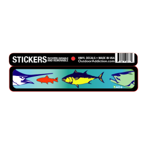 One fish two fish - its fish eat fish... 1 x 5 inches mini bumper sticker Make a statement with these great designs sized perfectly for items like computers, cell phones or bigger items like your car! Dimensions: 1" x 5 inch -Printed vinyl -Outdoor durable and ultra removable -Waterproof